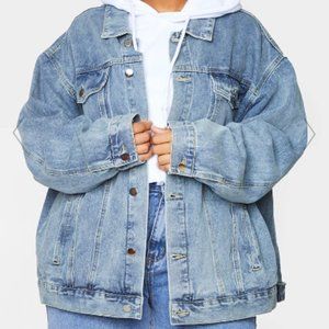 PRETTYLITTLETHING PLUS VINTAGE WASH OVERSIZED BOYFRIEND DENIM JACKET